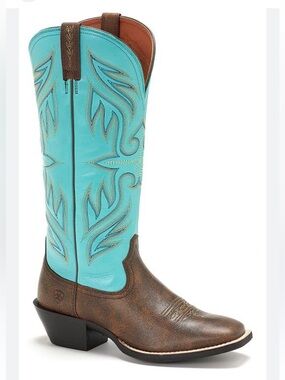 Ariat Brown & Turquoise Western Heeled Cowboy Boots